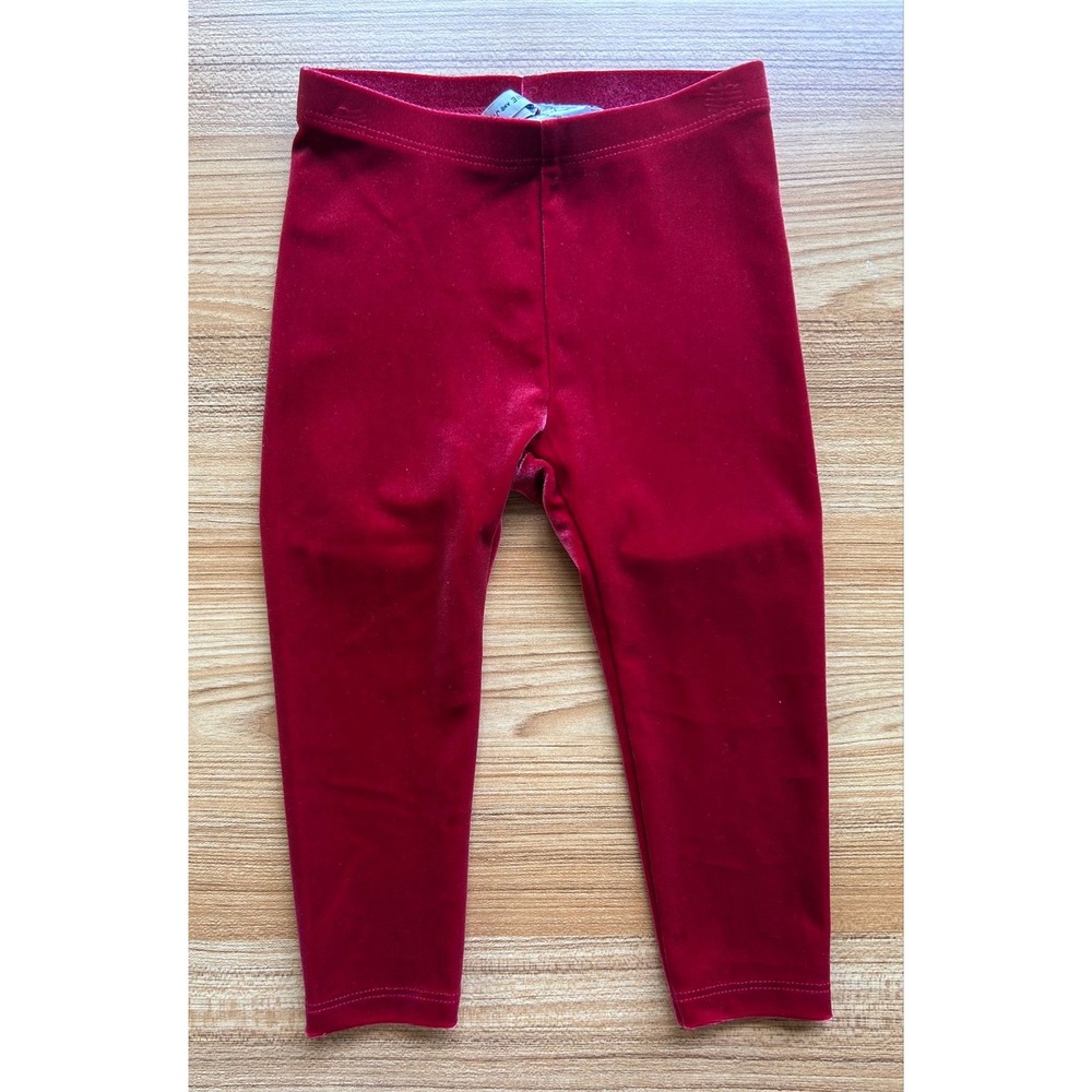 Janie and Jack Girls Red Velvet Holiday Leggings Size 18-24 Months
